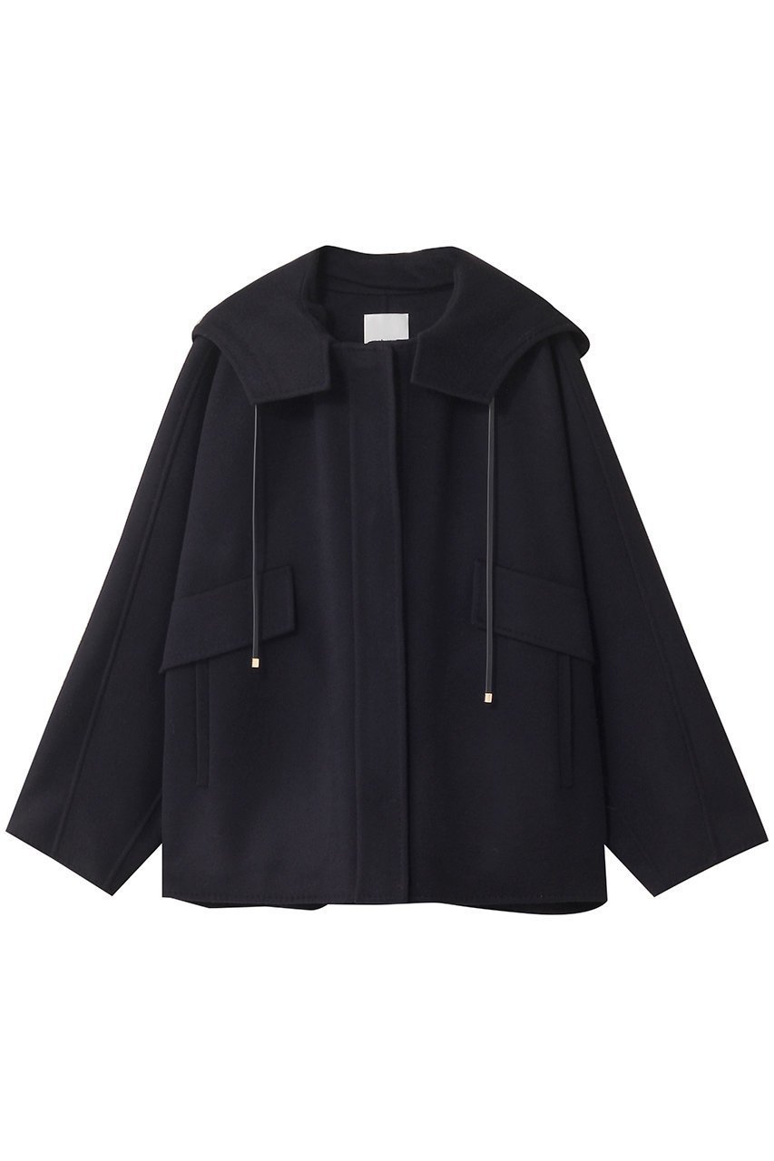 【エブール/ebure】のリュクスシャルムビーバー ショートコート インテリア・キッズ・メンズ・レディースファッション・服の通販 founy(ファニー) 　ファッション　Fashion　レディースファッション　Fashion for Women　アウター　Coat / Outerwear Collection　コート・ロングコート・ピーコート　Long Coats, Peacoats & More　ショート　Short, Short Length　シンプル　Simple, Minimal　スピンドル　Spindle, Drawcord　フォルム　Silhouette, Form　新作・新入荷　New Arrivals / New In　ネイビー|ID: prp329100004689460 ipo3291000000033867794