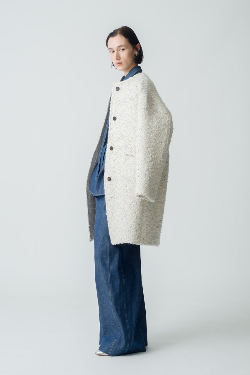 【エブール/ebure】のカラーネップアルパカツィード ノーカラーミドルコート 人気、トレンドファッション・服の通販 founy(ファニー) 　ファッション　Fashion　レディースファッション　Fashion for Women　アウター　Coat / Outerwear Collection　コート・ロングコート・ピーコート　Long Coats, Peacoats & More　スペシャル　Special, Limited Edition　ツイード　Twill, Twill Weave　ネップ　Nepp, Slub Yarn　ミドル　Middle Length, Mid Height　ロング　Long, Long-Length　新作・新入荷　New Arrivals / New In　other-8|ID: prp329100004689462 ipo3291000000033867819