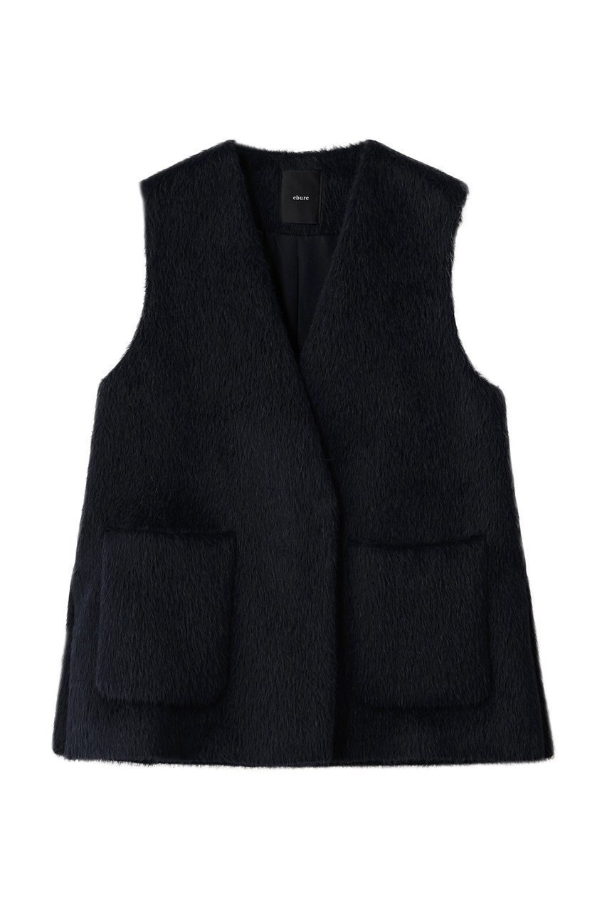【エブール/ebure】のアルパカシャギー ジレ インテリア・キッズ・メンズ・レディースファッション・服の通販 founy(ファニー) 　ファッション　Fashion　レディースファッション　Fashion for Women　アウター　Coat / Outerwear Collection　レディースジャケット・軽アウター　Jackets　ジャケット　Jacket, Outerwear　スリット　Slit, Slit Detail　パッチ　Patch, Appliqué　ベスト　Vest, Waistcoat　ポケット　Pocket, Pocket Detail　今季　This Season, Current Season　ネイビー|ID: prp329100004689466 ipo3291000000035358254