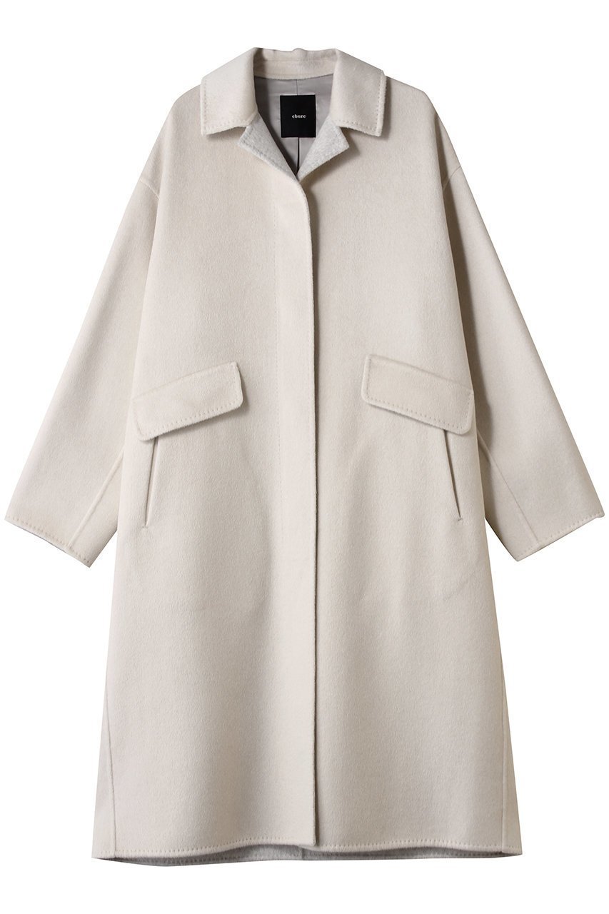 【エブール/ebure】のカシミアリバー ロングコート インテリア・キッズ・メンズ・レディースファッション・服の通販 founy(ファニー) 　ファッション　Fashion　レディースファッション　Fashion for Women　アウター　Coat / Outerwear Collection　コート・ロングコート・ピーコート　Long Coats, Peacoats & More　オケージョン　Occasion Wear　クラシック　Classic, Timeless Style　フォルム　Silhouette, Form　ロング　Long, Long-Length　新作・新入荷　New Arrivals / New In　アイボリー|ID: prp329100004689468 ipo3291000000033867865
