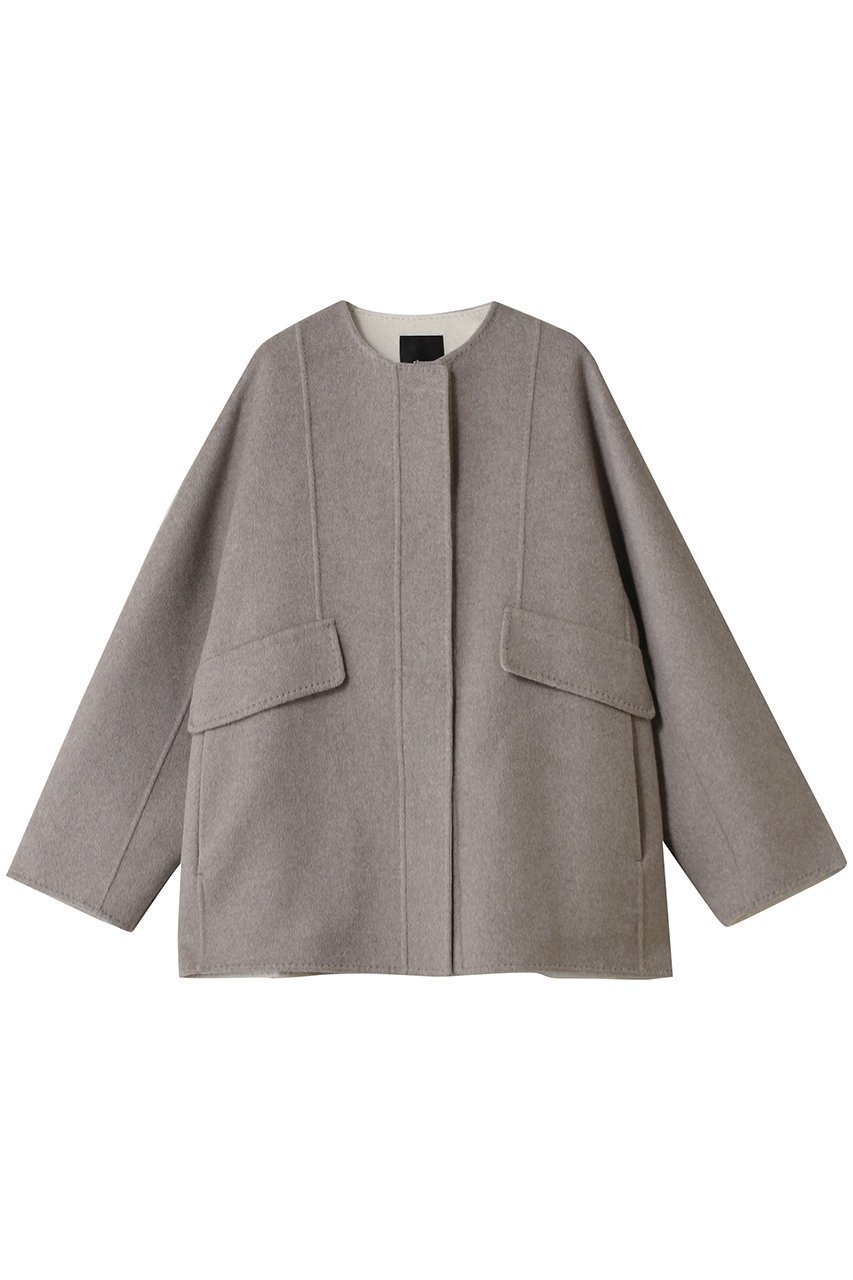 【エブール/ebure】のカシミアリバー ノーカラーショートコート インテリア・キッズ・メンズ・レディースファッション・服の通販 founy(ファニー) 　ファッション　Fashion　レディースファッション　Fashion for Women　アウター　Coat / Outerwear Collection　コート・ロングコート・ピーコート　Long Coats, Peacoats & More　ショート　Short, Short Length　フォルム　Silhouette, Form　新作・新入荷　New Arrivals / New In　ライトブラウン|ID: prp329100004689469 ipo3291000000033867881