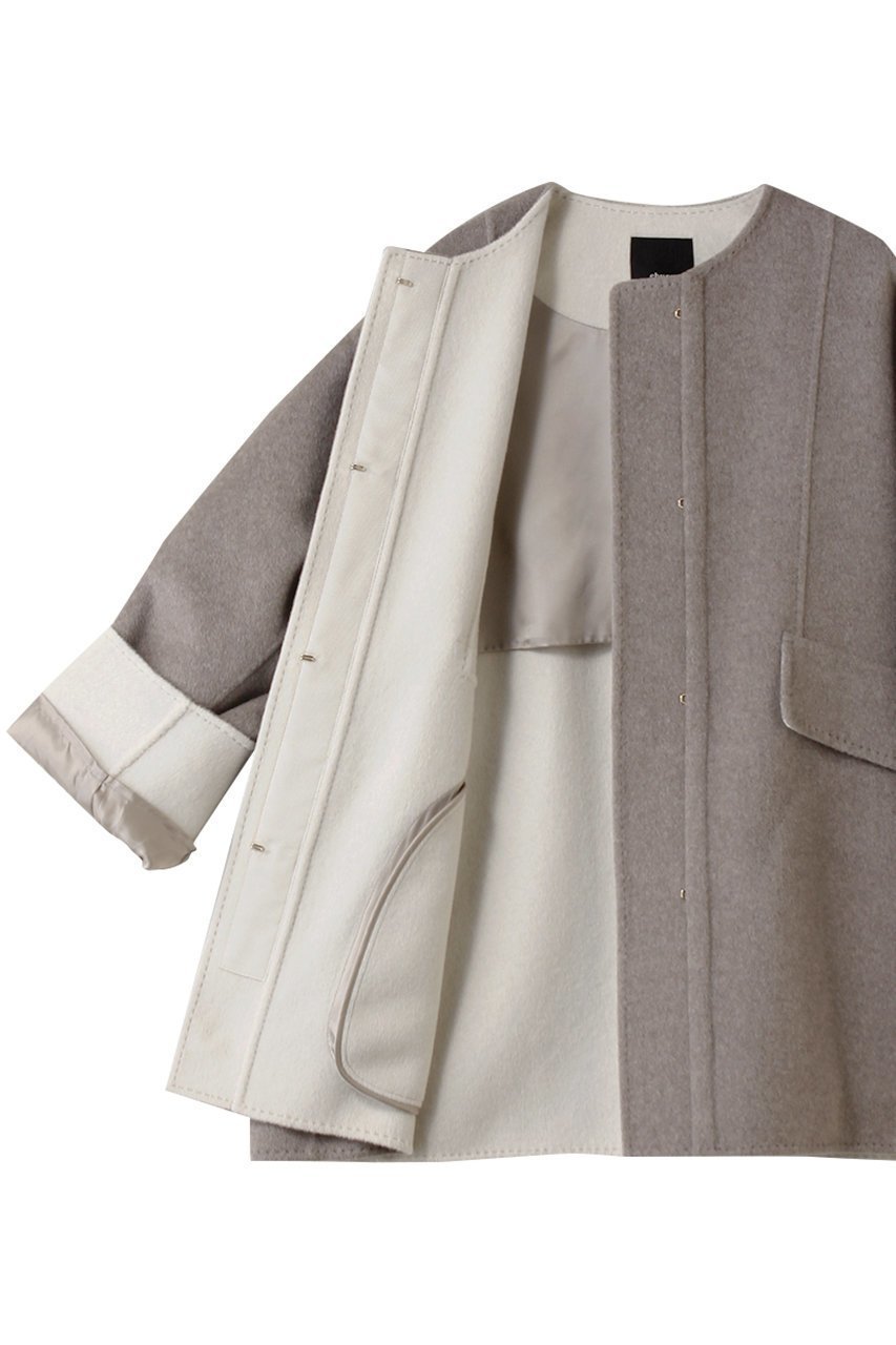 【エブール/ebure】のカシミアリバー ノーカラーショートコート 人気、トレンドファッション・服の通販 founy(ファニー) 　ファッション　Fashion　レディースファッション　Fashion for Women　アウター　Coat / Outerwear Collection　コート・ロングコート・ピーコート　Long Coats, Peacoats & More　ショート　Short, Short Length　フォルム　Silhouette, Form　新作・新入荷　New Arrivals / New In　other-6|ID: prp329100004689469 ipo3291000000033867891