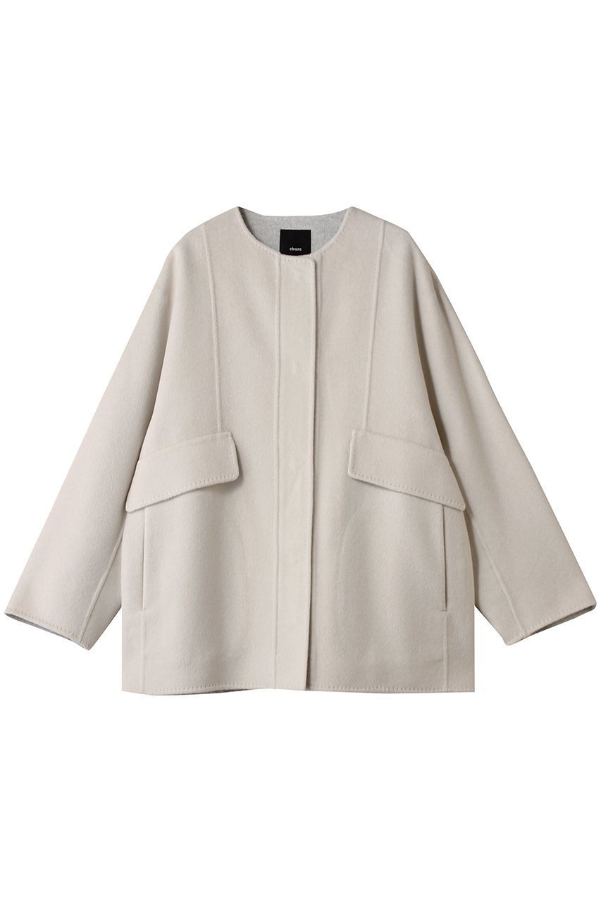 【エブール/ebure】のカシミアリバー ノーカラーショートコート インテリア・キッズ・メンズ・レディースファッション・服の通販 founy(ファニー) ファッション Fashion レディースファッション Fashion for Women アウター Coat / Outerwear Collection コート・ロングコート・ピーコート Long Coats, Peacoats & More ショート Short, Short Length フォルム Silhouette, Form 再入荷 Restock / Back in Stock アイボリー|ID: prp329100004689469 ipo3291000000035402998