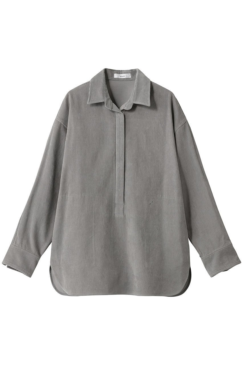 【エブール/ebure】のオーガニックコーデュロイ プルオーバーシャツ インテリア・キッズ・メンズ・レディースファッション・服の通販 founy(ファニー) 　ファッション　Fashion　レディースファッション　Fashion for Women　トップス・カットソー　Cut & Sew Tops　シャツ・ブラウス・オフィスカジュアル　Elegant Blouses & Button-Ups　カジュアルプルオーバー・ニットトップス　Pullovers & Knit Tops / Casual Pullovers　コーデュロイ　Corduroy, Cord Fabric　スリーブ　Sleeve, Long Sleeve / Short Sleeve　ドット　Polka Dot, Dot Pattern　バランス　Balance, Style Balance　プリーツ　Pleats, Pleated　ロング　Long, Long-Length　新作・新入荷　New Arrivals / New In　長袖　Long Sleeve, Full Sleeve　ライトグレー|ID: prp329100004689473 ipo3291000000033867909