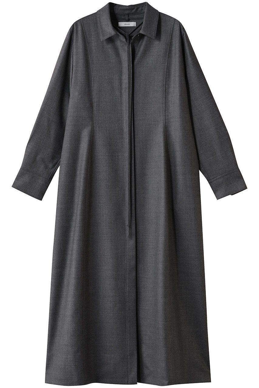 【エブール/ebure】のウールサキソニー リボンタイワンピース インテリア・キッズ・メンズ・レディースファッション・服の通販 founy(ファニー) 　ファッション　Fashion　レディースファッション　Fashion for Women　ワンピース　Dresses　チュニック　Tunic Tops & Dresses　おすすめ　Recommended / Our Picks　クラシック　Classic, Timeless Style　チェーン　Chain, Chain Strap　チュニック　Tunic, Long Top　ネックレス　Necklace, Pendant Necklace　パール　Pearl, Pearl Accent　リボン　Ribbon, Bow　新作・新入荷　New Arrivals / New In　羽織　Haori, Light Jacket　グレー|ID: prp329100004689474 ipo3291000000033867918