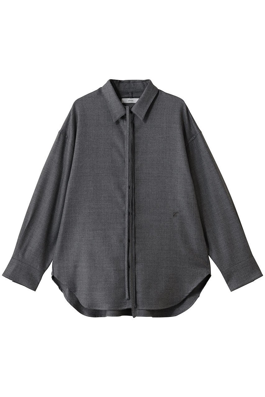 【エブール/ebure】のウールサキソニー リボンタイシャツ インテリア・キッズ・メンズ・レディースファッション・服の通販 founy(ファニー) 　ファッション　Fashion　レディースファッション　Fashion for Women　トップス・カットソー　Cut & Sew Tops　シャツ・ブラウス・オフィスカジュアル　Elegant Blouses & Button-Ups　おすすめ　Recommended / Our Picks　クラシック　Classic, Timeless Style　スリーブ　Sleeve, Long Sleeve / Short Sleeve　チェーン　Chain, Chain Strap　ネックレス　Necklace, Pendant Necklace　パール　Pearl, Pearl Accent　リボン　Ribbon, Bow　ロング　Long, Long-Length　新作・新入荷　New Arrivals / New In　羽織　Haori, Light Jacket　グレー|ID: prp329100004689478 ipo3291000000033867945