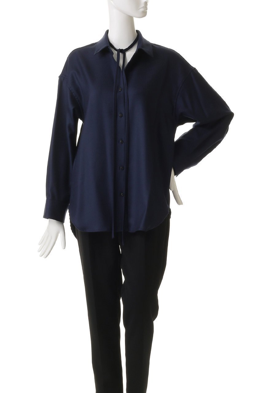 【エブール/ebure】のウールサキソニー リボンタイシャツ 人気、トレンドファッション・服の通販 founy(ファニー) 　ファッション　Fashion　レディースファッション　Fashion for Women　トップス・カットソー　Cut & Sew Tops　シャツ・ブラウス・オフィスカジュアル　Elegant Blouses & Button-Ups　おすすめ　Recommended / Our Picks　クラシック　Classic, Timeless Style　スリーブ　Sleeve, Long Sleeve / Short Sleeve　チェーン　Chain, Chain Strap　ネックレス　Necklace, Pendant Necklace　パール　Pearl, Pearl Accent　リボン　Ribbon, Bow　ロング　Long, Long-Length　新作・新入荷　New Arrivals / New In　羽織　Haori, Light Jacket　other-2|ID: prp329100004689478 ipo3291000000033867946