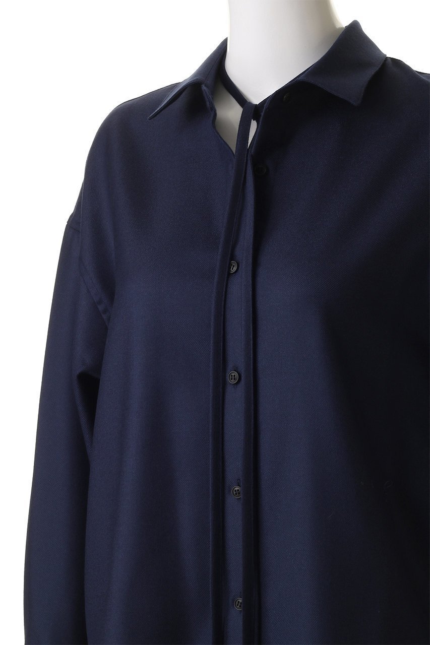 【エブール/ebure】のウールサキソニー リボンタイシャツ 人気、トレンドファッション・服の通販 founy(ファニー) 　ファッション　Fashion　レディースファッション　Fashion for Women　トップス・カットソー　Cut & Sew Tops　シャツ・ブラウス・オフィスカジュアル　Elegant Blouses & Button-Ups　おすすめ　Recommended / Our Picks　クラシック　Classic, Timeless Style　スリーブ　Sleeve, Long Sleeve / Short Sleeve　チェーン　Chain, Chain Strap　ネックレス　Necklace, Pendant Necklace　パール　Pearl, Pearl Accent　リボン　Ribbon, Bow　ロング　Long, Long-Length　新作・新入荷　New Arrivals / New In　羽織　Haori, Light Jacket　other-5|ID: prp329100004689478 ipo3291000000033867949