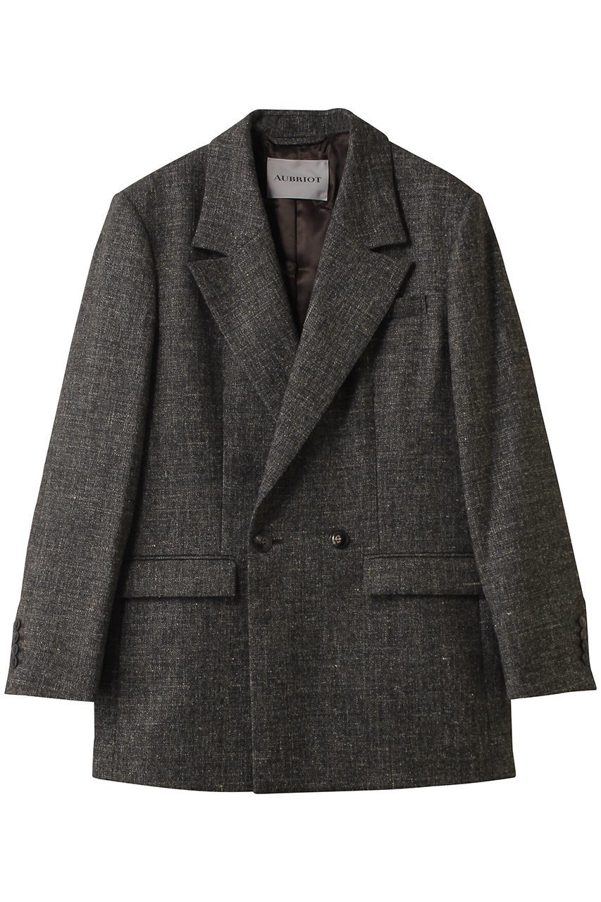 【オブリオ/AUBRIOT】のクラシックツイード ダブルブレストジャケット インテリア・キッズ・メンズ・レディースファッション・服の通販 founy(ファニー) 　ファッション　Fashion　レディースファッション　Fashion for Women　アウター　Coat / Outerwear Collection　レディースジャケット・軽アウター　Jackets　イタリア　Italy　クラシカル　Classical, Vintage-Inspired　クラシック　Classic, Timeless Style　ジャケット　Jacket, Outerwear　ダブル　Double, Double-Breasted　ツイード／ツィード　Choker, Choker Necklace　ツイード　Twill, Twill Weave　フォルム　Silhouette, Form　ラグジュアリー　Luxury, Elegant　リネン　Linen, Linen Fabric　ヴィンテージ　Vintage Style　ブラウン|ID: prp329100004689505 ipo3291000000035841340