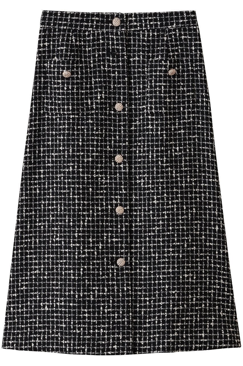 【エムダブリュー/MW】のMONOTONE チェック ツイード スカート インテリア・キッズ・メンズ・レディースファッション・服の通販 founy(ファニー) 　ファッション　Fashion　レディースファッション　Fashion for Women　スカート　Skirts　ワンピース　Dresses　おすすめ　Recommended / Our Picks　オケージョン　Occasion Wear　セレモニー　Ceremony　チェック　Check, Plaid, Tartan　チュニック　Tunic, Long Top　ツイード　Twill, Twill Weave　バランス　Balance, Style Balance　フロント　Front, Front Design　モノトーン　Monotone, Black and White　ラグジュアリー　Luxury, Elegant　ロング　Long, Long-Length　新作・新入荷　New Arrivals / New In　ブラック|ID: prp329100004689509 ipo3291000000033868197