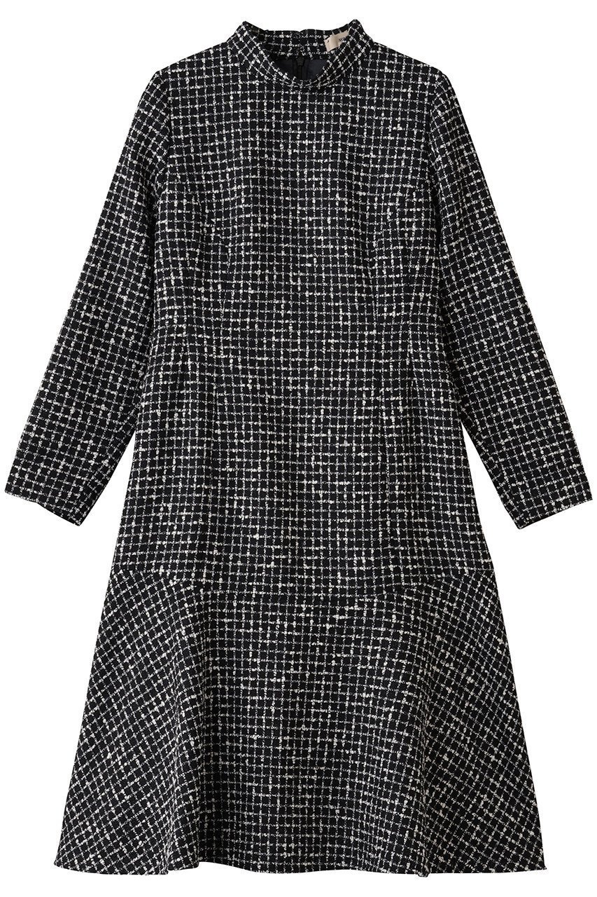 【エムダブリュー/MW】のMONOTONE チェック ツイード スタンドカラー フレア ドレス 人気、トレンドファッション・服の通販 founy(ファニー) 　ファッション　Fashion　レディースファッション　Fashion for Women　ワンピース　Dresses　フォーマル・パーティードレス・結婚式用ドレス　Elegant & Casual Dresses　チュニック　Tunic Tops & Dresses　オケージョン　Occasion Wear　クラシカル　Classical, Vintage-Inspired　スタンド　Stand Collar, Upright Stand　チェック　Check, Plaid, Tartan　チュニック　Tunic, Long Top　ツイード　Twill, Twill Weave　ドレス　Dress, One-Piece　バランス　Balance, Style Balance　パーティ　Party, Party Style　フレア　Flare, Flared　モノトーン　Monotone, Black and White　ロング　Long, Long-Length　新作・新入荷　New Arrivals / New In　 other-1|ID: prp329100004689510 ipo3291000000033868205