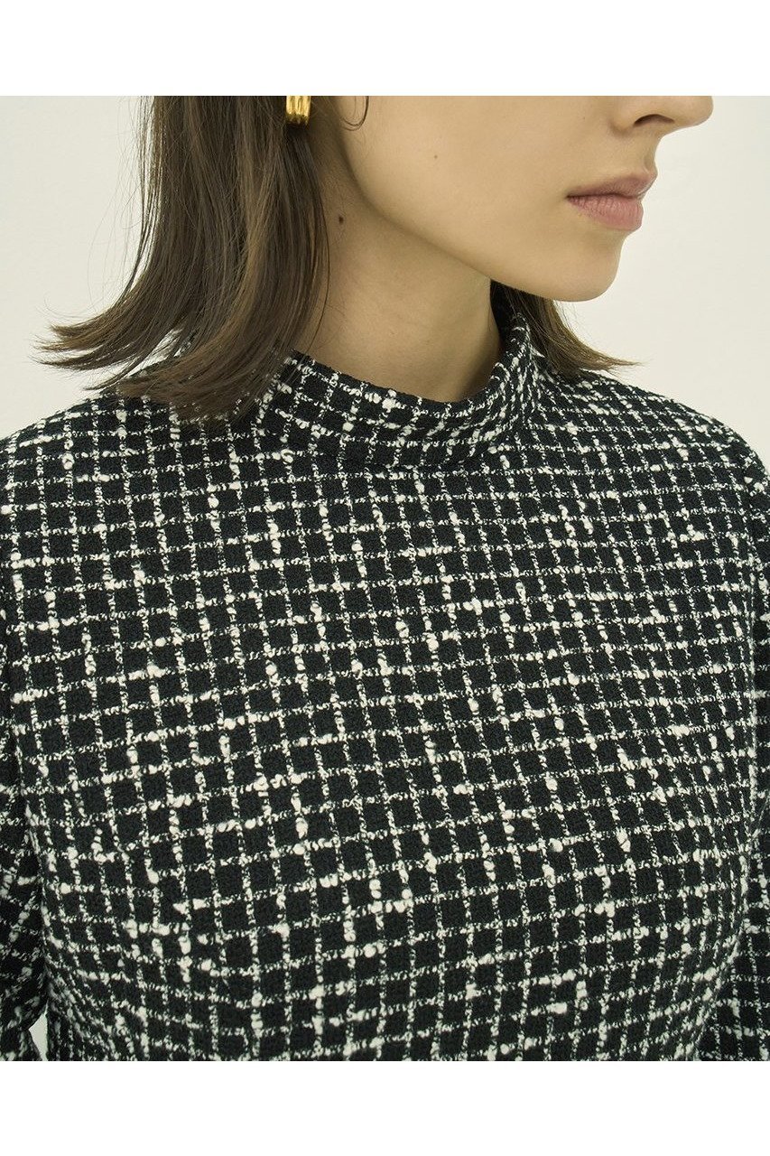 【エムダブリュー/MW】のMONOTONE チェック ツイード スタンドカラー フレア ドレス 人気、トレンドファッション・服の通販 founy(ファニー) 　ファッション　Fashion　レディースファッション　Fashion for Women　ワンピース　Dresses　フォーマル・パーティードレス・結婚式用ドレス　Elegant & Casual Dresses　チュニック　Tunic Tops & Dresses　オケージョン　Occasion Wear　クラシカル　Classical, Vintage-Inspired　スタンド　Stand Collar, Upright Stand　チェック　Check, Plaid, Tartan　チュニック　Tunic, Long Top　ツイード　Twill, Twill Weave　ドレス　Dress, One-Piece　バランス　Balance, Style Balance　パーティ　Party, Party Style　フレア　Flare, Flared　モノトーン　Monotone, Black and White　ロング　Long, Long-Length　新作・新入荷　New Arrivals / New In　other-8|ID: prp329100004689510 ipo3291000000033868213