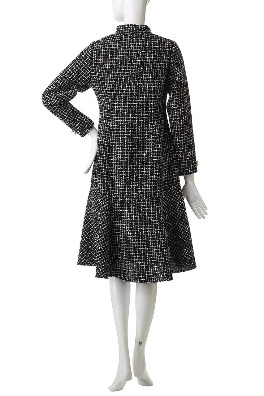【エムダブリュー/MW】のMONOTONE チェック ツイード スタンドカラー フレア ドレス 人気、トレンドファッション・服の通販 founy(ファニー) 　ファッション　Fashion　レディースファッション　Fashion for Women　ワンピース　Dresses　フォーマル・パーティードレス・結婚式用ドレス　Elegant & Casual Dresses　チュニック　Tunic Tops & Dresses　オケージョン　Occasion Wear　クラシカル　Classical, Vintage-Inspired　スタンド　Stand Collar, Upright Stand　チェック　Check, Plaid, Tartan　チュニック　Tunic, Long Top　ツイード　Twill, Twill Weave　ドレス　Dress, One-Piece　バランス　Balance, Style Balance　パーティ　Party, Party Style　フレア　Flare, Flared　モノトーン　Monotone, Black and White　ロング　Long, Long-Length　other-4|ID: prp329100004689510 ipo3291000000035948354