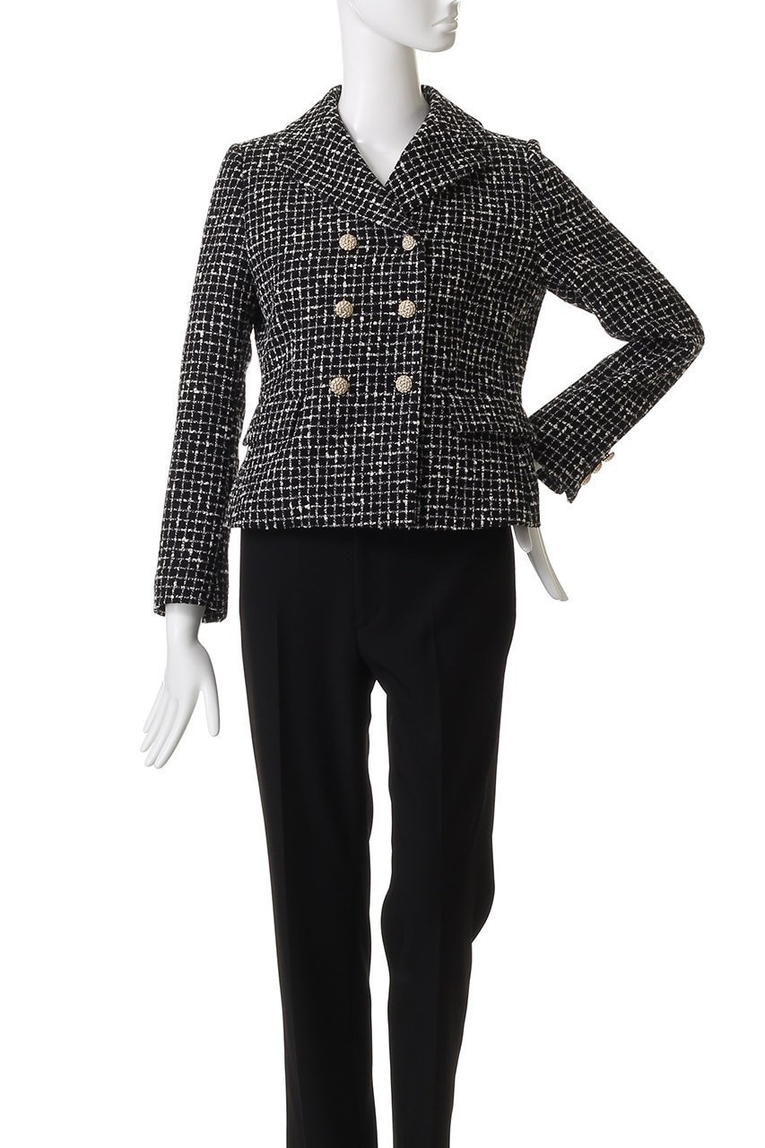 【エムダブリュー/MW】のMONOTONE チェック ツイード ショートジャケット 人気、トレンドファッション・服の通販 founy(ファニー) 　ファッション　Fashion　レディースファッション　Fashion for Women　アウター　Coat / Outerwear Collection　レディースジャケット・軽アウター　Jackets　コンパクト　Compact, Small Size　ショート　Short, Short Length　ジャケット　Jacket, Outerwear　チェック　Check, Plaid, Tartan　ツイード　Twill, Twill Weave　バランス　Balance, Style Balance　モダン　Modern, Contemporary　モノトーン　Monotone, Black and White　エレガント 上品　Elegant　other-2|ID: prp329100004689511 ipo3291000000035695246