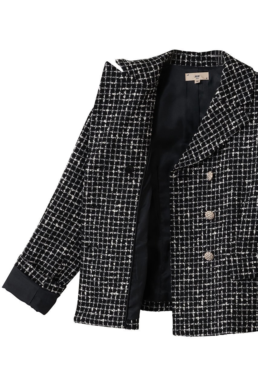 【エムダブリュー/MW】のMONOTONE チェック ツイード ショートジャケット 人気、トレンドファッション・服の通販 founy(ファニー) 　ファッション　Fashion　レディースファッション　Fashion for Women　アウター　Coat / Outerwear Collection　レディースジャケット・軽アウター　Jackets　コンパクト　Compact, Small Size　ショート　Short, Short Length　ジャケット　Jacket, Outerwear　チェック　Check, Plaid, Tartan　ツイード　Twill, Twill Weave　バランス　Balance, Style Balance　モダン　Modern, Contemporary　モノトーン　Monotone, Black and White　エレガント 上品　Elegant　other-6|ID: prp329100004689511 ipo3291000000035695252