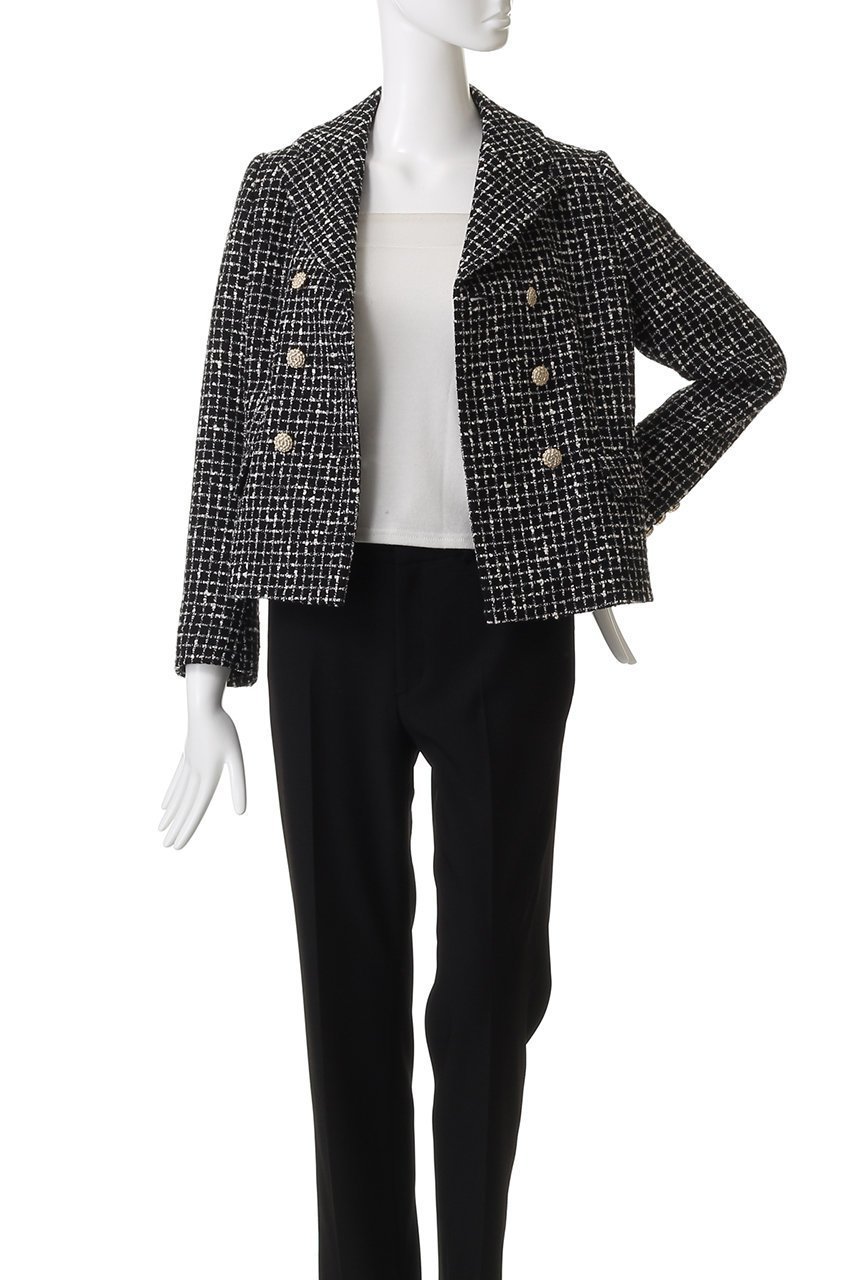 【エムダブリュー/MW】のMONOTONE チェック ツイード ショートジャケット 人気、トレンドファッション・服の通販 founy(ファニー) 　ファッション　Fashion　レディースファッション　Fashion for Women　アウター　Coat / Outerwear Collection　レディースジャケット・軽アウター　Jackets　コンパクト　Compact, Small Size　ショート　Short, Short Length　ジャケット　Jacket, Outerwear　チェック　Check, Plaid, Tartan　ツイード　Twill, Twill Weave　バランス　Balance, Style Balance　モダン　Modern, Contemporary　モノトーン　Monotone, Black and White　エレガント 上品　Elegant　other-7|ID: prp329100004689511 ipo3291000000035695253