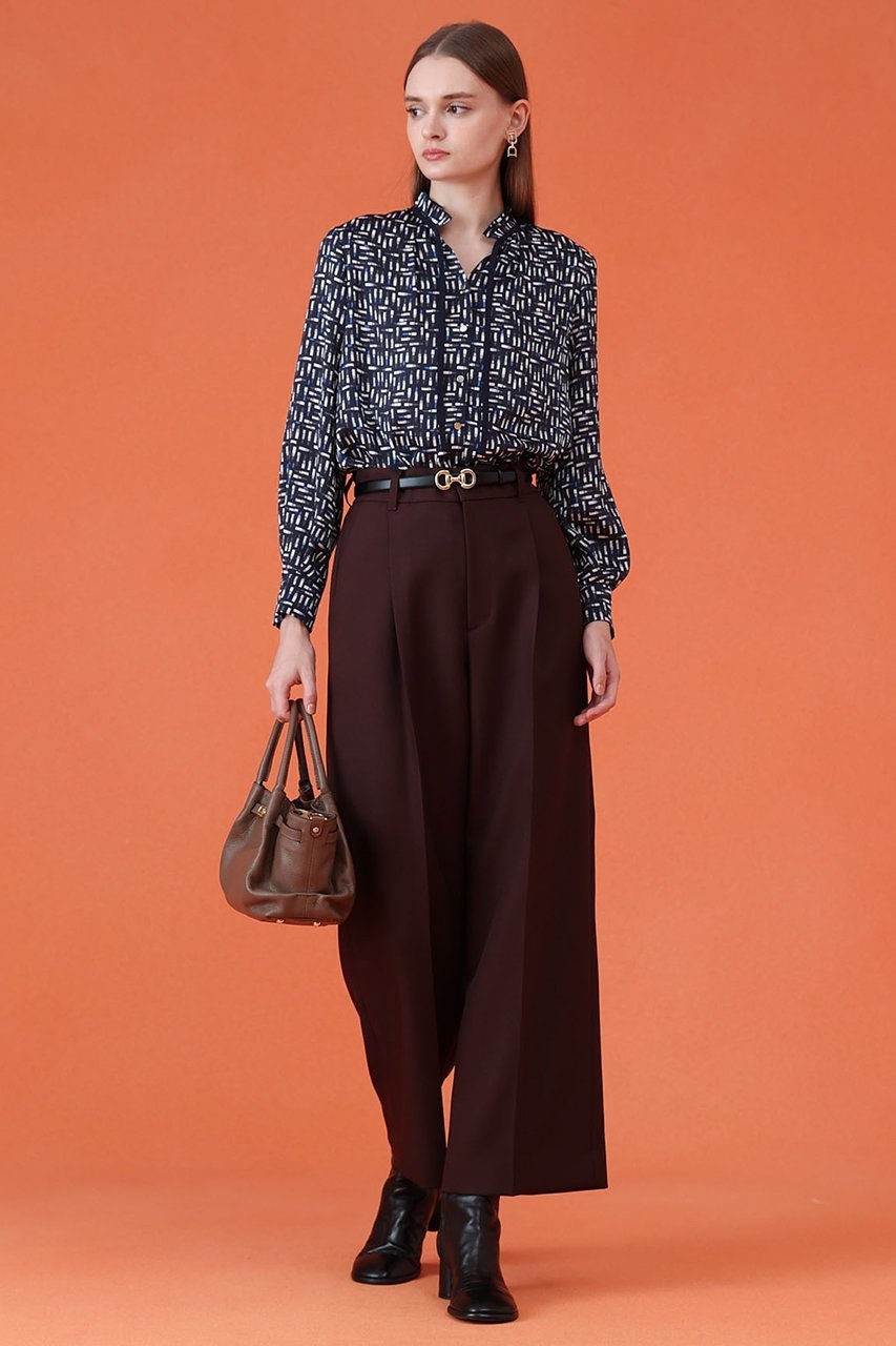 【アナイ/ANAYI】のリッププリントフリルネック ブラウス 人気、トレンドファッション・服の通販 founy(ファニー) 　ファッション　Fashion　レディースファッション　Fashion for Women　トップス・カットソー　Cut & Sew Tops　シャツ・ブラウス・オフィスカジュアル　Elegant Blouses & Button-Ups　おすすめ　Recommended / Our Picks　サテン　Satin, Glossy Fabric　スリーブ　Sleeve, Long Sleeve / Short Sleeve　フリル　Frill, Ruffle　プリント　Print, Printed Pattern　プリーツ　Pleats, Pleated　メタル　Metal, Metal Parts　モチーフ　Motif, Design Theme　リボン　Ribbon, Bow　ロング　Long, Long-Length　新作・新入荷　New Arrivals / New In　無地　Plain, Solid Color　other-8|ID: prp329100004691415 ipo3291000000033877978