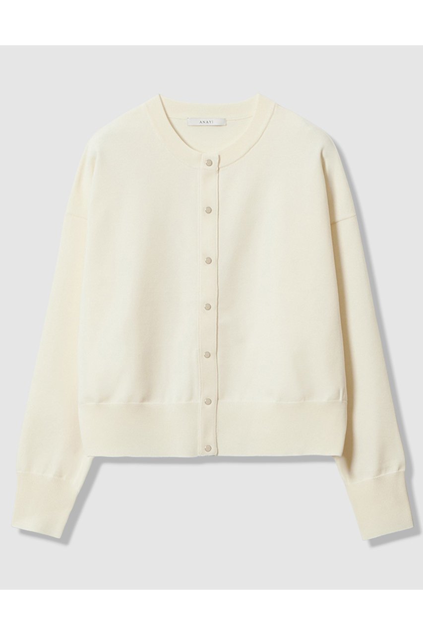 【アナイ/ANAYI】のドット釦ブルゾン カーディガン インテリア・キッズ・メンズ・レディースファッション・服の通販 founy(ファニー) 　ファッション　Fashion　レディースファッション　Fashion for Women　トップス・カットソー　Cut & Sew Tops　ニット　Knit Tops & Sweaters　カーディガン・羽織り　Layered Style Cardigans　なめらか　Smooth, Silky Texture　カーディガン　Cardigan, Knitwear　ショルダー　Shoulder, Shoulder Strap　ドット　Polka Dot, Dot Pattern　ドロップ　Drop Shoulder, Dropped Style　フロント　Front, Front Design　ブルゾン　Blouson, Bomber Jacket　ワイド　Wide, Wide Fit　新作・新入荷　New Arrivals / New In　アイボリー|ID: prp329100004691416 ipo3291000000033877980