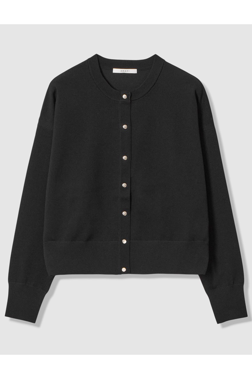 【アナイ/ANAYI】のドット釦ブルゾン カーディガン インテリア・キッズ・メンズ・レディースファッション・服の通販 founy(ファニー) 　ファッション　Fashion　レディースファッション　Fashion for Women　トップス・カットソー　Cut & Sew Tops　ニット　Knit Tops & Sweaters　カーディガン・羽織り　Layered Style Cardigans　なめらか　Smooth, Silky Texture　カーディガン　Cardigan, Knitwear　ショルダー　Shoulder, Shoulder Strap　ドット　Polka Dot, Dot Pattern　ドロップ　Drop Shoulder, Dropped Style　フロント　Front, Front Design　ブルゾン　Blouson, Bomber Jacket　ワイド　Wide, Wide Fit　新作・新入荷　New Arrivals / New In　ブラック|ID: prp329100004691416 ipo3291000000033877982