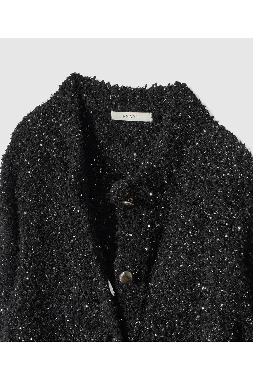 【アナイ/ANAYI】のスパンコールモールクルー カーディガン 人気、トレンドファッション・服の通販 founy(ファニー) 　ファッション　Fashion　レディースファッション　Fashion for Women　トップス・カットソー　Cut & Sew Tops　ニット　Knit Tops & Sweaters　カーディガン・羽織り　Layered Style Cardigans　イタリア　Italy　エレガント 上品　Elegant　カーディガン　Cardigan, Knitwear　シルバー　Silver, Metallic Silver　スパンコール　Sequins, Sequin Embellishment　トレンド　Trend, Trending Now　ペーパー　Paper, Kraft Paper　ポケット　Pocket, Pocket Detail　メタル　Metal, Metal Parts　今季　This Season, Current Season　定番　Standard, Basic Item　新作・新入荷　New Arrivals / New In　other-3|ID: prp329100004691417 ipo3291000000033877995
