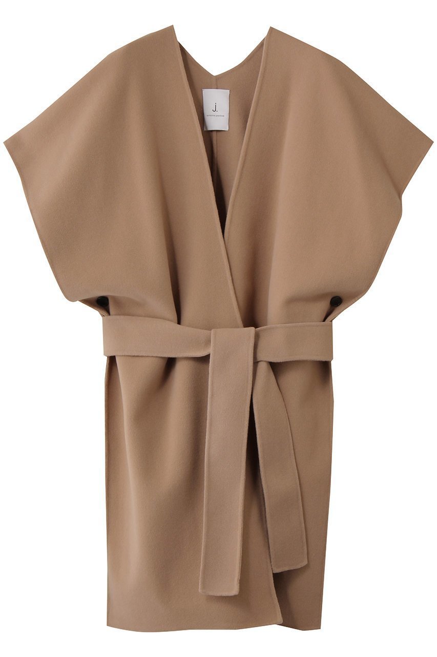 【ジェイドット/j.】のウールリバーストール風ジレコート インテリア・キッズ・メンズ・レディースファッション・服の通販 founy(ファニー) 　ファッション　Fashion　レディースファッション　Fashion for Women　アウター　Coat / Outerwear Collection　コート・ロングコート・ピーコート　Long Coats, Peacoats & More　ショート　Short, Short Length　ミドル　Middle Length, Mid Height　ベージュ|ID: prp329100004691425 ipo3291000000036182296