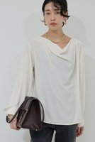 【ガリャルダガランテ/GALLARDAGALANTE】のフロントドレープブラウス 人気、トレンドファッション・服の通販 founy(ファニー) ファッション Fashion レディースファッション Fashion for Women トップス・カットソー Cut & Sew Tops シャツ・ブラウス・オフィスカジュアル Elegant Blouses & Button-Ups インナー Innerwear スラックス Slacks, Dress Pants スリーブ Sleeve, Long Sleeve / Short Sleeve ロング Long, Long-Length エレガント 上品 Elegant 新作・新入荷 New Arrivals / New In |ID:prp329100004691478