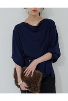 【ガリャルダガランテ/GALLARDAGALANTE】のフロントドレープブラウス 人気、トレンドファッション・服の通販 founy(ファニー) ファッション Fashion レディースファッション Fashion for Women トップス・カットソー Cut & Sew Tops シャツ・ブラウス・オフィスカジュアル Elegant Blouses & Button-Ups インナー Innerwear スラックス Slacks, Dress Pants スリーブ Sleeve, Long Sleeve / Short Sleeve ロング Long, Long-Length エレガント 上品 Elegant 新作・新入荷 New Arrivals / New In thumbnail ネイビー|ID: prp329100004691478 ipo3291000000033878494