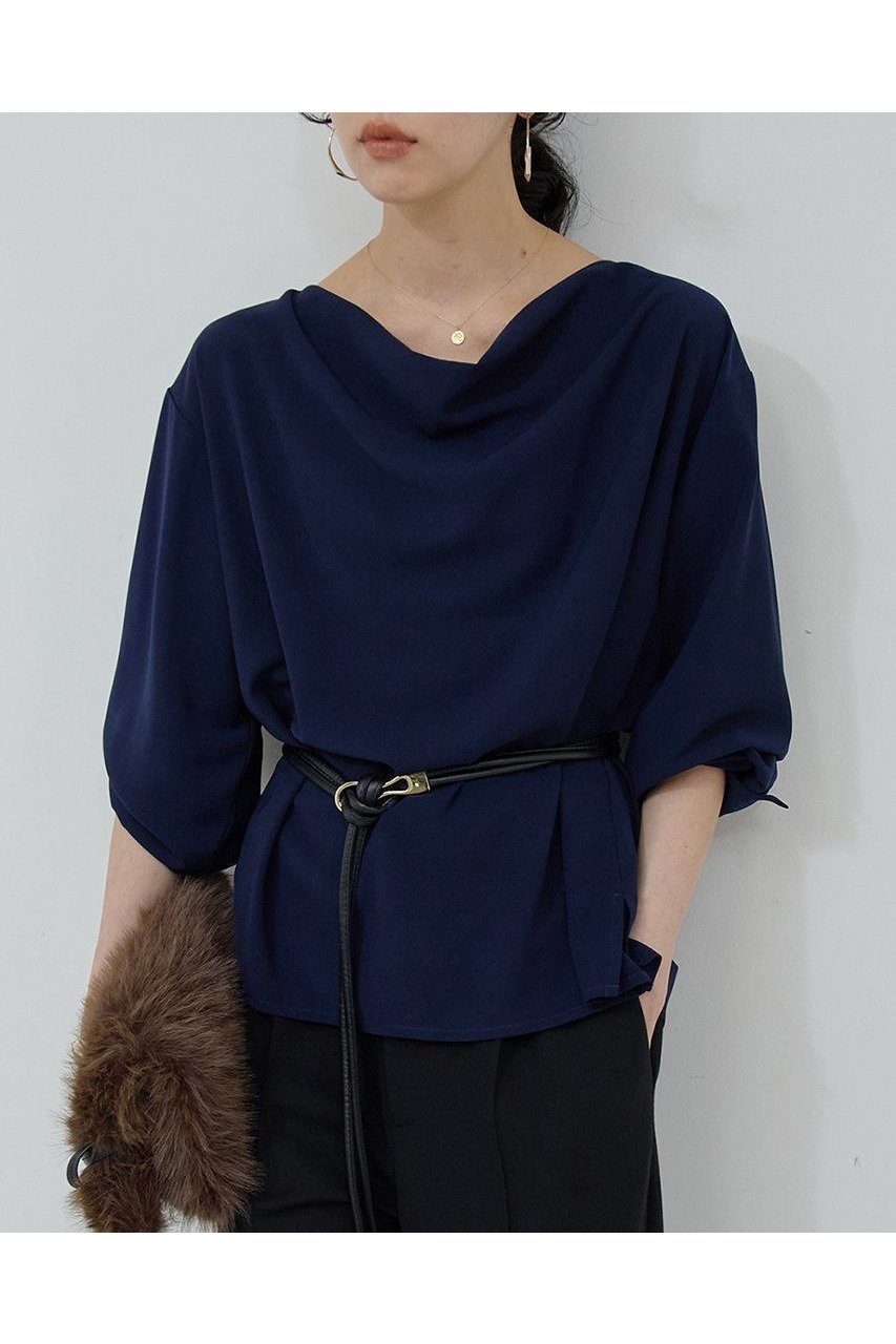 【ガリャルダガランテ/GALLARDAGALANTE】のフロントドレープブラウス 人気、トレンドファッション・服の通販 founy(ファニー) 　ファッション　Fashion　レディースファッション　Fashion for Women　トップス・カットソー　Cut & Sew Tops　シャツ・ブラウス・オフィスカジュアル　Elegant Blouses & Button-Ups　インナー　Innerwear　スラックス　Slacks, Dress Pants　スリーブ　Sleeve, Long Sleeve / Short Sleeve　ロング　Long, Long-Length　エレガント 上品　Elegant　新作・新入荷　New Arrivals / New In　other-5|ID: prp329100004691478 ipo3291000000033878498