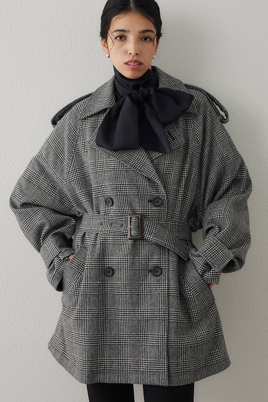 【ウィムガゼット/Whim Gazette】のウールミドルトレンチコート 人気、トレンドファッション・服の通販 founy(ファニー) 　ファッション　Fashion　レディースファッション　Fashion for Women　アウター　Coat / Outerwear Collection　コート・ロングコート・ピーコート　Long Coats, Peacoats & More　トレンチコート / 春秋の定番アウター　Trench Coats　おすすめ　Recommended / Our Picks　ウォーム　Warm Fabric　クラシカル　Classical, Vintage-Inspired　コンパクト　Compact, Small Size　ショート　Short, Short Length　ダブル　Double, Double-Breasted　チェック　Check, Plaid, Tartan　ツイード／ツィード　Choker, Choker Necklace　フロント　Front, Front Design　ブラウジング　Blouson Silhouette, Cinched Waist　マニッシュ　Mannish, Boyish　ミドル　Middle Length, Mid Height　ロング　Long, Long-Length　新作・新入荷　New Arrivals / New In　 other-1|ID: prp329100004691487 ipo3291000000033878580