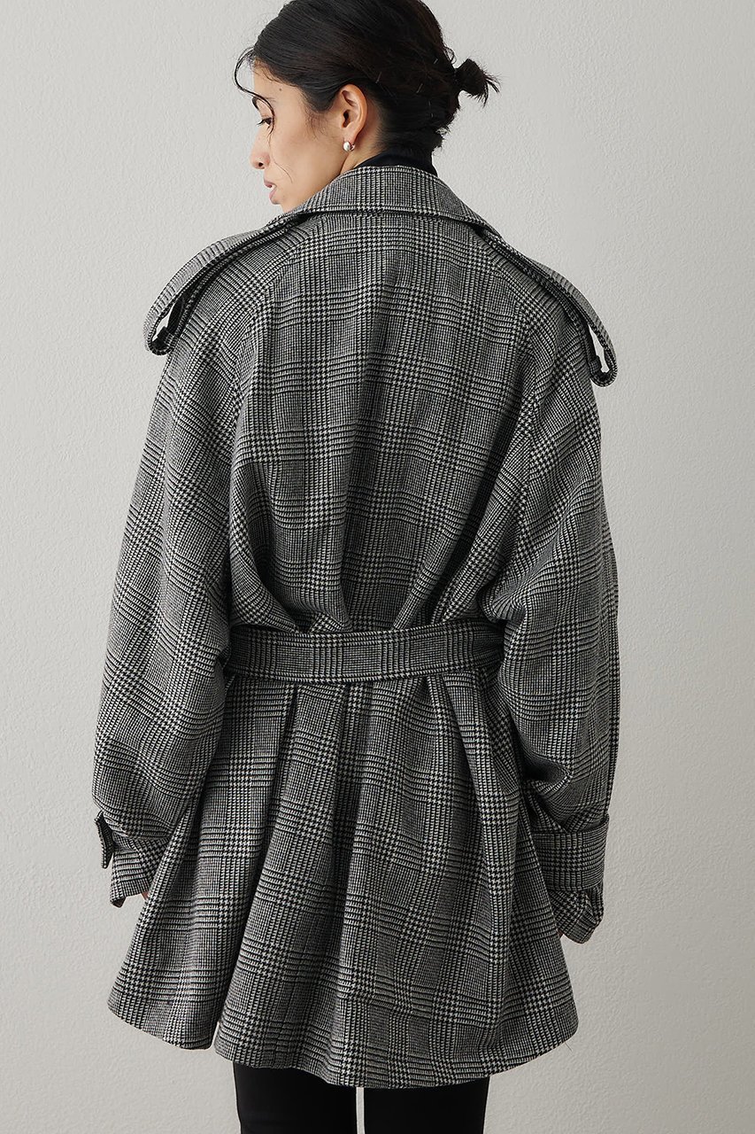 【ウィムガゼット/Whim Gazette】のウールミドルトレンチコート 人気、トレンドファッション・服の通販 founy(ファニー) 　ファッション　Fashion　レディースファッション　Fashion for Women　アウター　Coat / Outerwear Collection　コート・ロングコート・ピーコート　Long Coats, Peacoats & More　トレンチコート / 春秋の定番アウター　Trench Coats　おすすめ　Recommended / Our Picks　ウォーム　Warm Fabric　クラシカル　Classical, Vintage-Inspired　コンパクト　Compact, Small Size　ショート　Short, Short Length　ダブル　Double, Double-Breasted　チェック　Check, Plaid, Tartan　ツイード／ツィード　Choker, Choker Necklace　フロント　Front, Front Design　ブラウジング　Blouson Silhouette, Cinched Waist　マニッシュ　Mannish, Boyish　ミドル　Middle Length, Mid Height　ロング　Long, Long-Length　新作・新入荷　New Arrivals / New In　other-4|ID: prp329100004691487 ipo3291000000033878584