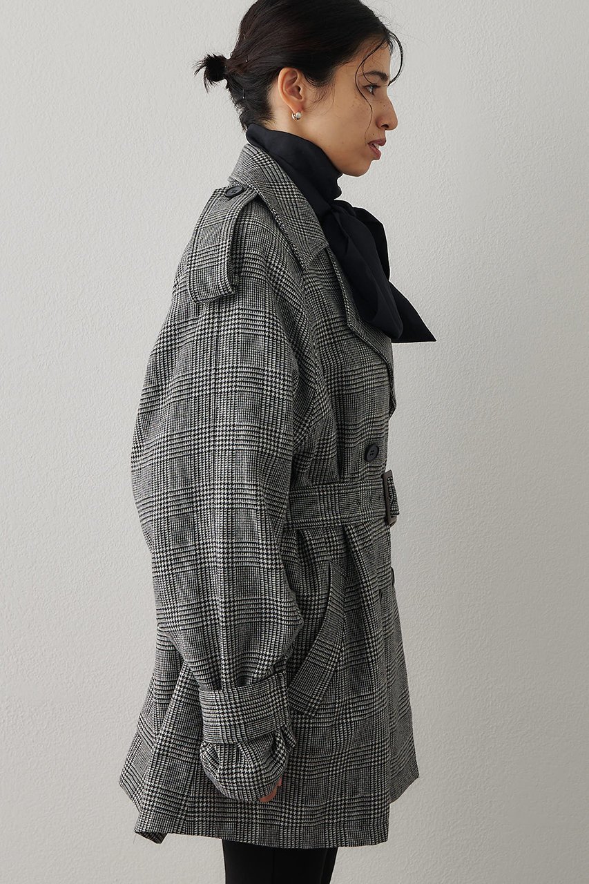 【ウィムガゼット/Whim Gazette】のウールミドルトレンチコート 人気、トレンドファッション・服の通販 founy(ファニー) 　ファッション　Fashion　レディースファッション　Fashion for Women　アウター　Coat / Outerwear Collection　コート・ロングコート・ピーコート　Long Coats, Peacoats & More　トレンチコート / 春秋の定番アウター　Trench Coats　おすすめ　Recommended / Our Picks　ウォーム　Warm Fabric　クラシカル　Classical, Vintage-Inspired　コンパクト　Compact, Small Size　ショート　Short, Short Length　ダブル　Double, Double-Breasted　チェック　Check, Plaid, Tartan　ツイード／ツィード　Choker, Choker Necklace　フロント　Front, Front Design　ブラウジング　Blouson Silhouette, Cinched Waist　マニッシュ　Mannish, Boyish　ミドル　Middle Length, Mid Height　ロング　Long, Long-Length　新作・新入荷　New Arrivals / New In　other-5|ID: prp329100004691487 ipo3291000000033878585