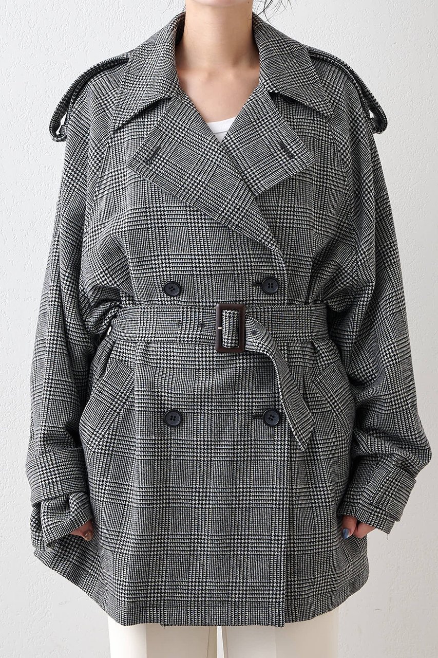 【ウィムガゼット/Whim Gazette】のウールミドルトレンチコート 人気、トレンドファッション・服の通販 founy(ファニー) 　ファッション　Fashion　レディースファッション　Fashion for Women　アウター　Coat / Outerwear Collection　コート・ロングコート・ピーコート　Long Coats, Peacoats & More　トレンチコート / 春秋の定番アウター　Trench Coats　おすすめ　Recommended / Our Picks　ウォーム　Warm Fabric　クラシカル　Classical, Vintage-Inspired　コンパクト　Compact, Small Size　ショート　Short, Short Length　ダブル　Double, Double-Breasted　チェック　Check, Plaid, Tartan　ツイード／ツィード　Choker, Choker Necklace　フロント　Front, Front Design　ブラウジング　Blouson Silhouette, Cinched Waist　マニッシュ　Mannish, Boyish　ミドル　Middle Length, Mid Height　ロング　Long, Long-Length　新作・新入荷　New Arrivals / New In　other-6|ID: prp329100004691487 ipo3291000000033878586