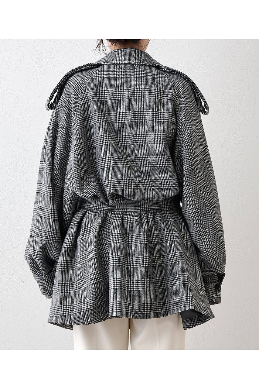 【ウィムガゼット/Whim Gazette】のウールミドルトレンチコート 人気、トレンドファッション・服の通販 founy(ファニー) 　ファッション　Fashion　レディースファッション　Fashion for Women　アウター　Coat / Outerwear Collection　コート・ロングコート・ピーコート　Long Coats, Peacoats & More　トレンチコート / 春秋の定番アウター　Trench Coats　おすすめ　Recommended / Our Picks　ウォーム　Warm Fabric　クラシカル　Classical, Vintage-Inspired　コンパクト　Compact, Small Size　ショート　Short, Short Length　ダブル　Double, Double-Breasted　チェック　Check, Plaid, Tartan　ツイード／ツィード　Choker, Choker Necklace　フロント　Front, Front Design　ブラウジング　Blouson Silhouette, Cinched Waist　マニッシュ　Mannish, Boyish　ミドル　Middle Length, Mid Height　ロング　Long, Long-Length　新作・新入荷　New Arrivals / New In　other-7|ID: prp329100004691487 ipo3291000000033878587