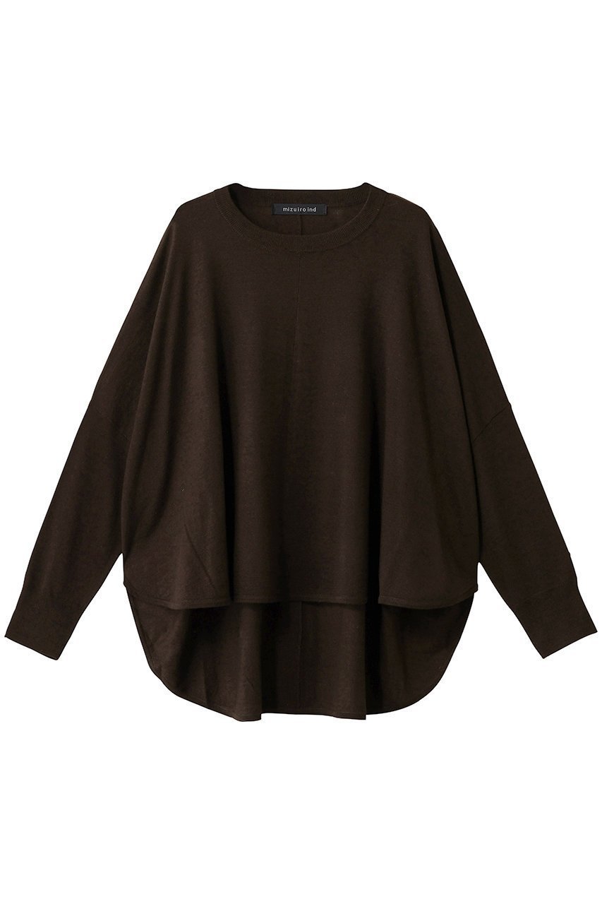 【ミズイロ インド/mizuiro ind】のfront seemed cocoon P/O プルオーバー インテリア・キッズ・メンズ・レディースファッション・服の通販 founy(ファニー) 　ファッション　Fashion　レディースファッション　Fashion for Women　トップス・カットソー　Cut & Sew Tops　ニット　Knit Tops & Sweaters　カジュアルプルオーバー・ニットトップス　Pullovers & Knit Tops / Casual Pullovers　シンプル　Simple, Minimal　スラックス　Slacks, Dress Pants　デニム　Denim, Jeans Material　ドレープ　Drape, Draping Fabric　新作・新入荷　New Arrivals / New In　brown|ID: prp329100004693079 ipo3291000000033886336