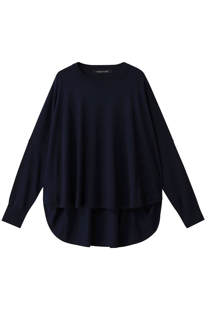 【ミズイロ インド/mizuiro ind】のfront seemed cocoon P/O プルオーバー インテリア・キッズ・メンズ・レディースファッション・服の通販 founy(ファニー) 　ファッション　Fashion　レディースファッション　Fashion for Women　トップス・カットソー　Cut & Sew Tops　ニット　Knit Tops & Sweaters　カジュアルプルオーバー・ニットトップス　Pullovers & Knit Tops / Casual Pullovers　シンプル　Simple, Minimal　スラックス　Slacks, Dress Pants　デニム　Denim, Jeans Material　ドレープ　Drape, Draping Fabric　新作・新入荷　New Arrivals / New In　navy|ID: prp329100004693079 ipo3291000000033886337
