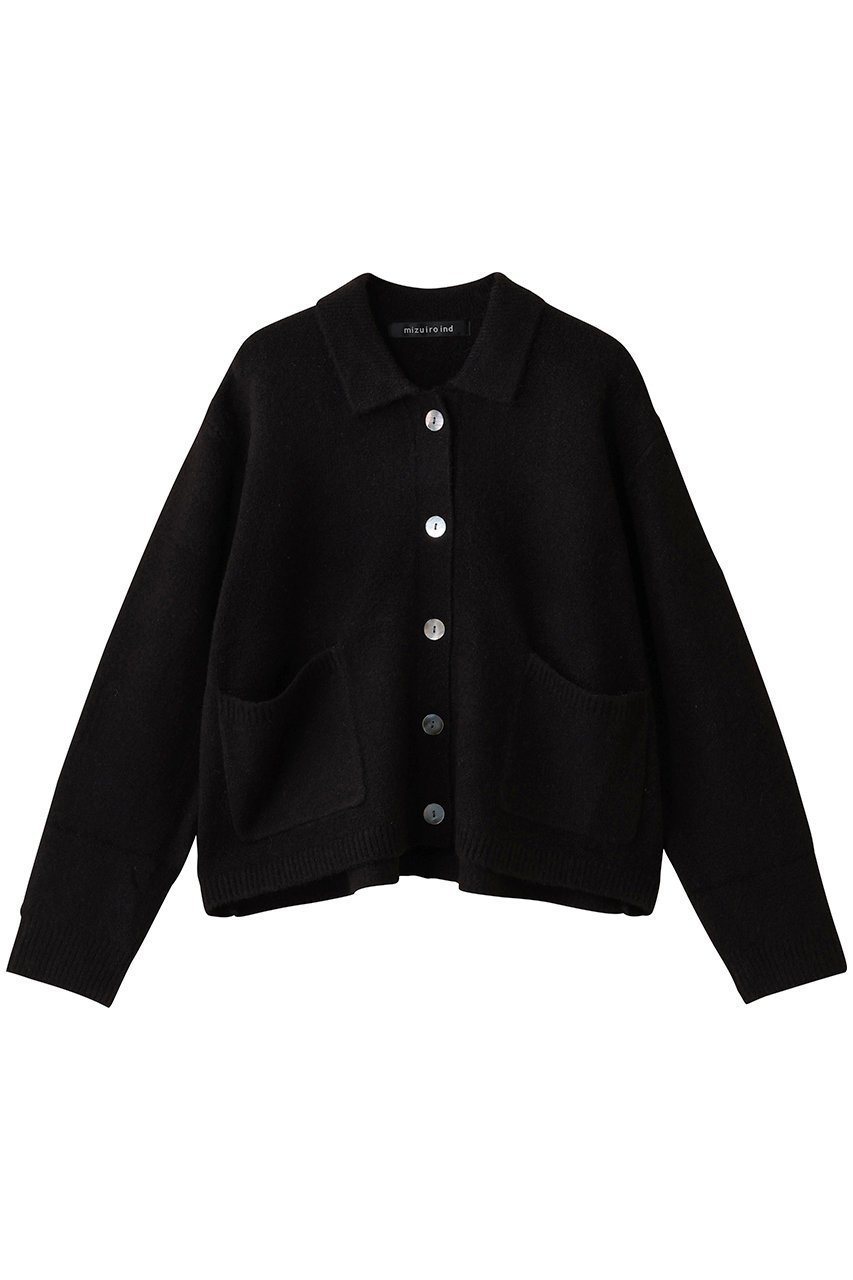 【ミズイロ インド/mizuiro ind】のshort C/D with collar カーディガン インテリア・キッズ・メンズ・レディースファッション・服の通販 founy(ファニー) 　ファッション　Fashion　レディースファッション　Fashion for Women　トップス・カットソー　Cut & Sew Tops　ニット　Knit Tops & Sweaters　カーディガン・羽織り　Layered Style Cardigans　カーディガン　Cardigan, Knitwear　クラシック　Classic, Timeless Style　ショート　Short, Short Length　バランス　Balance, Style Balance　フレア　Flare, Flared　マニッシュ　Mannish, Boyish　新作・新入荷　New Arrivals / New In　black|ID: prp329100004693081 ipo3291000000033886355