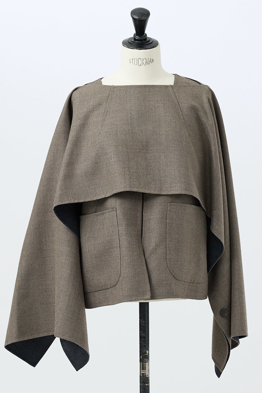 【デザイン ワークス/DESIGN WORKS】のダブルフェイスケープ&ベスト インテリア・キッズ・メンズ・レディースファッション・服の通販 founy(ファニー) 　ファッション　Fashion　レディースファッション　Fashion for Women　アウター　Coat / Outerwear Collection　コート・ロングコート・ピーコート　Long Coats, Peacoats & More　おすすめ　Recommended / Our Picks　コンパクト　Compact, Small Size　ショート　Short, Short Length　タートルネック　Turtleneck, High Neck　ダブル　Double, Double-Breasted　フェイス　Face, Facial Design　ベスト　Vest, Waistcoat　リバーシブル　Reversible, Two-Sided　エレガント 上品　Elegant　新作・新入荷　New Arrivals / New In　ブラウン|ID: prp329100004694278 ipo3291000000033896128