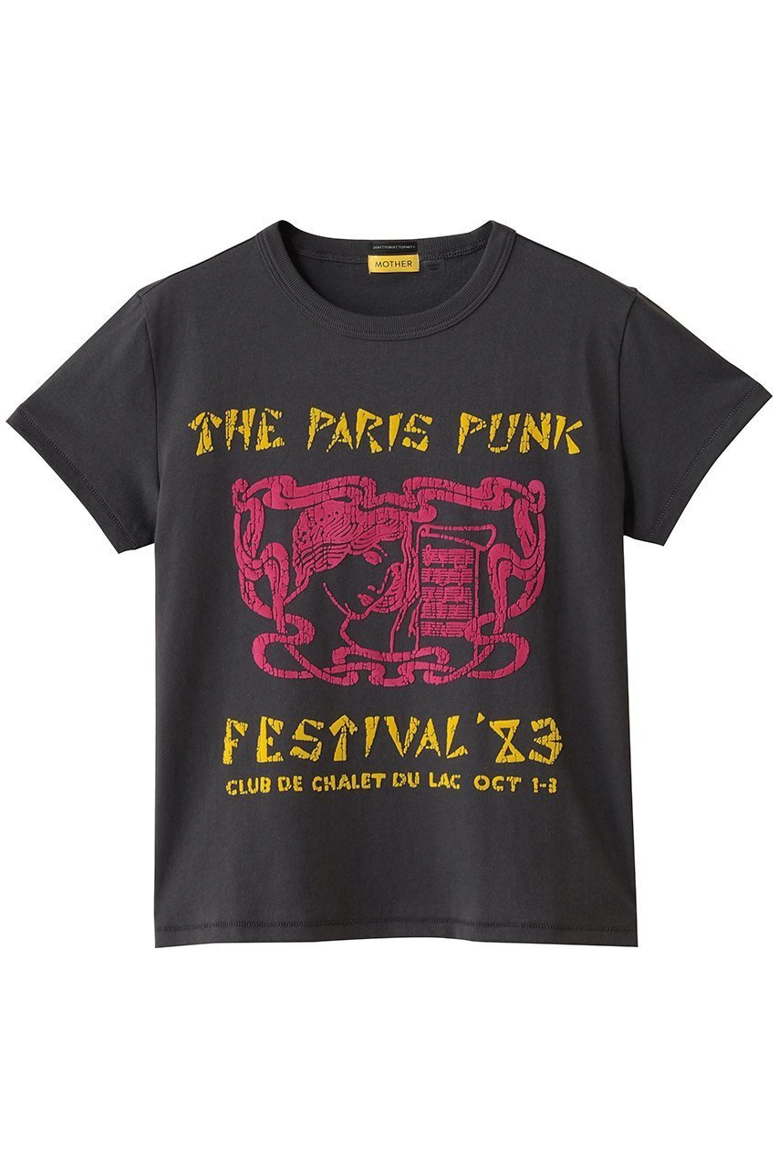 【マザー/MOTHER】のTHE LIL GOODIE GOODIE FESTIVAL Tシャツ (PAK) インテリア・キッズ・メンズ・レディースファッション・服の通販 founy(ファニー) 　ファッション　Fashion　レディースファッション　Fashion for Women　トップス・カットソー　Cut & Sew Tops　シャツ・ブラウス・オフィスカジュアル　Elegant Blouses & Button-Ups　ロングTシャツ・Tシャツ　Longline T-Shirts & Tees　カットソー・ベーシックTシャツ　Cut-and-Sewn Tops / Stretch Tees & Basics　グラフィック　Graphic, Graphic Design　ショート　Short, Short Length　スリーブ　Sleeve, Long Sleeve / Short Sleeve　デニム　Denim, Jeans Material　プリント　Print, Printed Pattern　モチーフ　Motif, Design Theme　ヴィンテージ　Vintage Style　新作・新入荷　New Arrivals / New In　ブラック|ID: prp329100004694285 ipo3291000000033896191