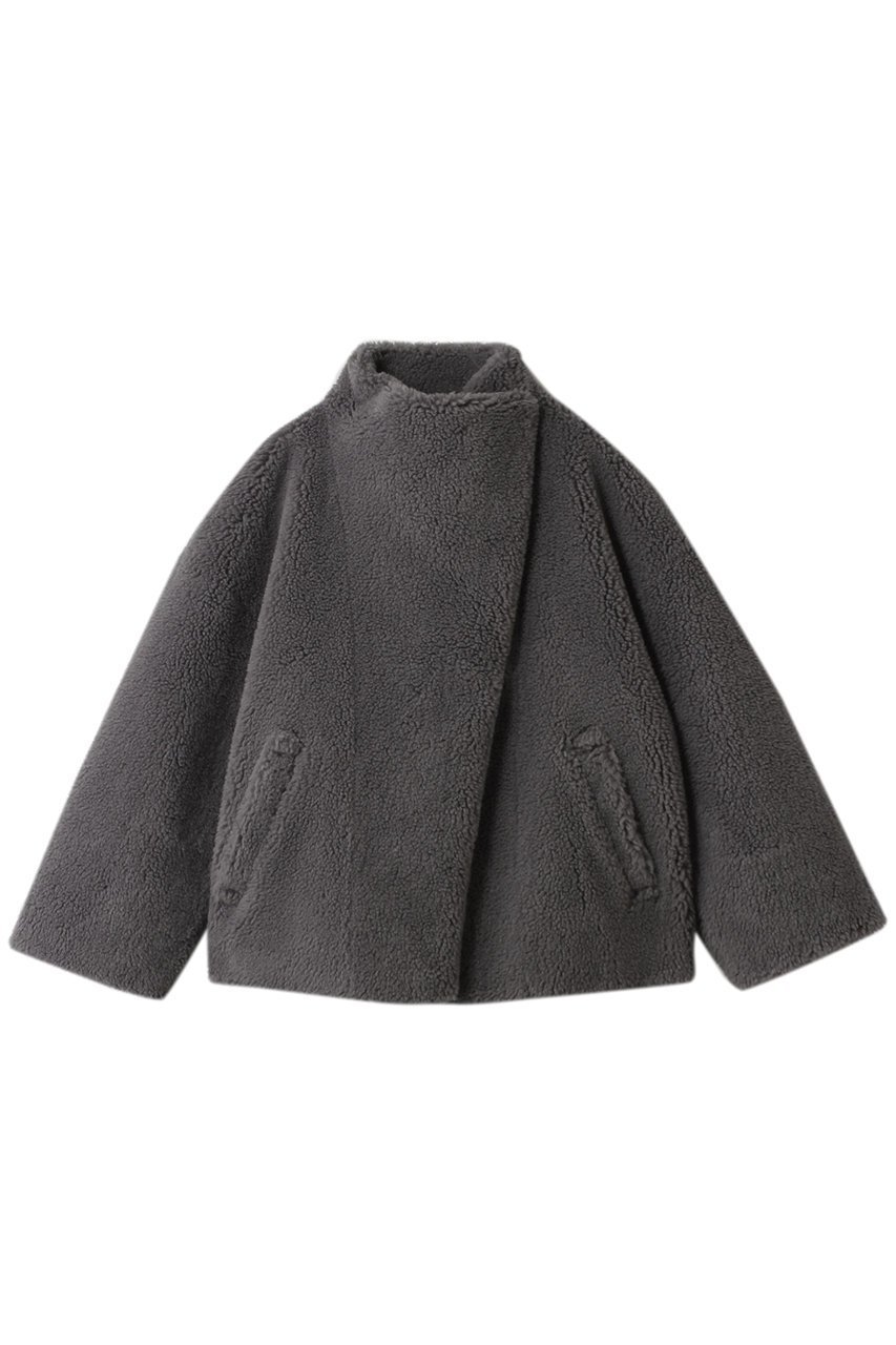 【ハー/HER.】のスタンドカラーボアコート インテリア・キッズ・メンズ・レディースファッション・服の通販 founy(ファニー) 　ファッション　Fashion　レディースファッション　Fashion for Women　アウター　Coat / Outerwear Collection　コート・ロングコート・ピーコート　Long Coats, Peacoats & More　ショート　Short, Short Length　シンプル　Simple, Minimal　定番　Standard, Basic Item　チャコールグレー|ID: prp329100004695405 ipo3291000000036004506