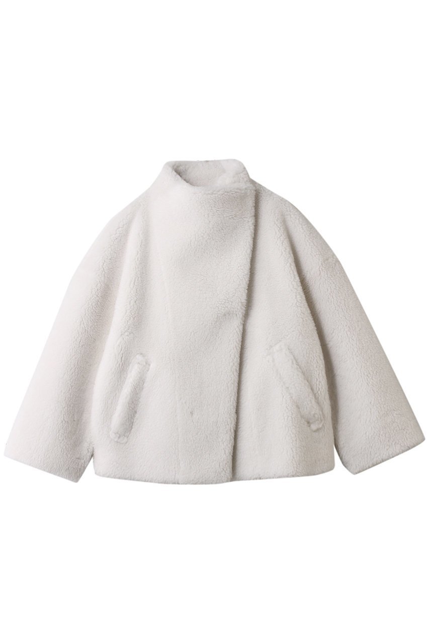 【ハー/HER.】のスタンドカラーボアコート インテリア・キッズ・メンズ・レディースファッション・服の通販 founy(ファウニー) 　ファッション　Fashion　レディースファッション　Fashion for Women　アウター　Coat / Outerwear Collection　コート・ロングコート・ピーコート　Long Coats, Peacoats & More　ショート　Short, Short Length　シンプル　Simple, Minimal　定番　Standard, Basic Item　ホワイト|ID: prp329100004695405 ipo3291000000036469711