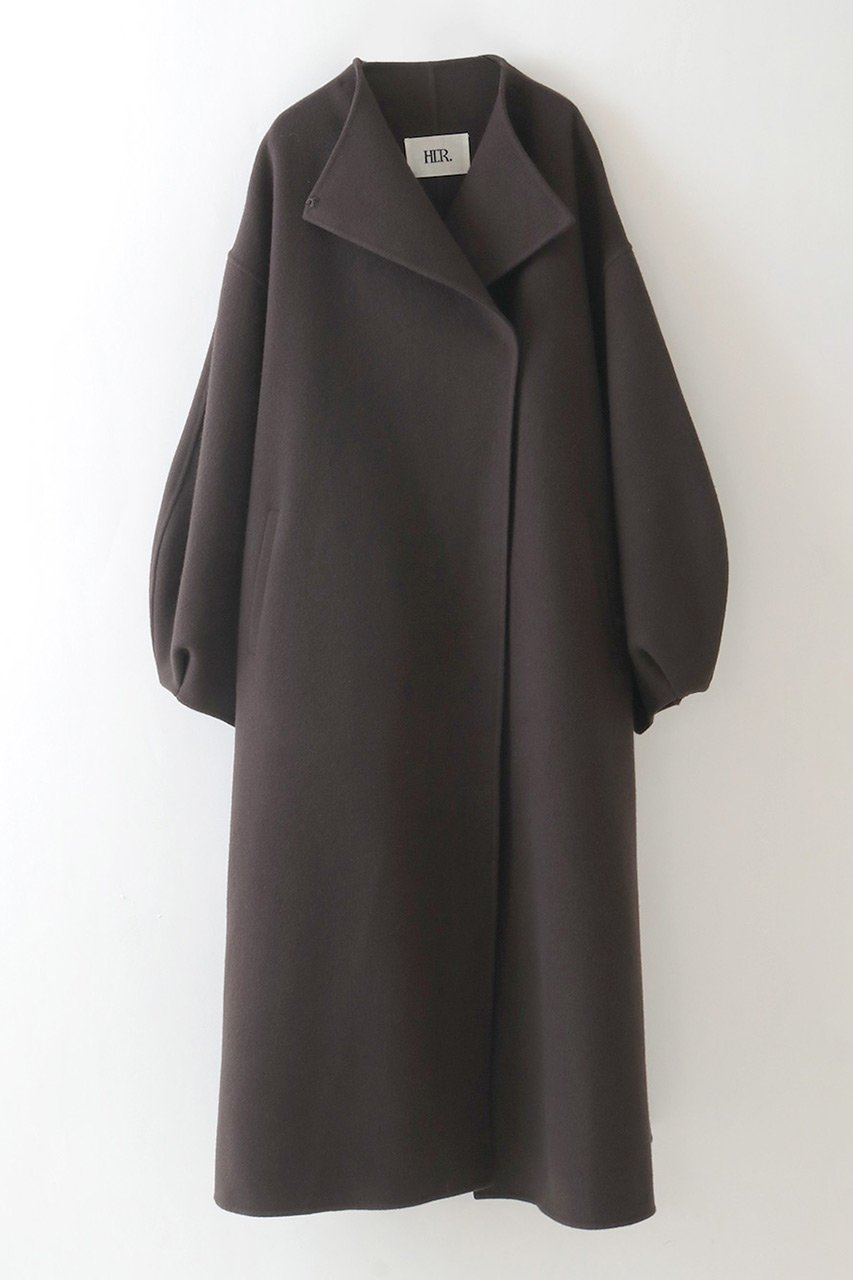 【ハー/HER.】の【9/18 12:00販売開始】ウールリバードルマンコート 人気、トレンドファッション・服の通販 founy(ファニー) 　ファッション　Fashion　レディースファッション　Fashion for Women　アウター　Coat / Outerwear Collection　コート・ロングコート・ピーコート　Long Coats, Peacoats & More　ダブル　Double, Double-Breasted　ドレープ　Drape, Draping Fabric　ロング　Long, Long-Length　エレガント 上品　Elegant　新作・新入荷　New Arrivals / New In　防寒　Cold Protection, Winter-Ready　other-7|ID: prp329100004695406 ipo3291000000033905899