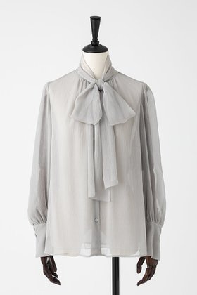 【オーヴィル/EAUVIRE】 ボウタイブラウス人気、トレンドファッション・服の通販 founy(ファニー) ファッション Fashion レディースファッション Fashion for Women トップス・カットソー Cut & Sew Tops シャツ・ブラウス・オフィスカジュアル Elegant Blouses & Button-Ups カフス Cuff Design シルク Silk, 100% Silk ジャケット Jacket, Outerwear スリーブ Sleeve, Long Sleeve / Short Sleeve ロング Long, Long-Length エレガント 上品 Elegant |ID:prp329100004696705
