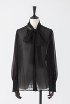 【オーヴィル/EAUVIRE】のボウタイブラウス 人気、トレンドファッション・服の通販 founy(ファニー) ファッション Fashion レディースファッション Fashion for Women トップス・カットソー Cut & Sew Tops シャツ・ブラウス・オフィスカジュアル Elegant Blouses & Button-Ups カフス Cuff Design シルク Silk, 100% Silk ジャケット Jacket, Outerwear スリーブ Sleeve, Long Sleeve / Short Sleeve ロング Long, Long-Length エレガント 上品 Elegant thumbnail ブラック|ID: prp329100004696705 ipo3291000000033917013