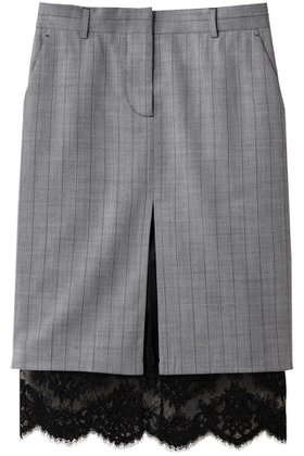 【ステラ マッカートニー/STELLA McCARTNEY】 レースヘムテーラードスカート人気、トレンドファッション・服の通販 founy(ファニー) ファッション Fashion レディースファッション Fashion for Women スカート Skirts エレガント 上品 Elegant ストライプ Stripe, Striped Pattern フェミニン Feminine, Girly ヘムライン Hemline, Bottom Cut レース Lace, Lace Fabric A/W・秋冬 Autumn/Winter |ID:prp329100004696720
