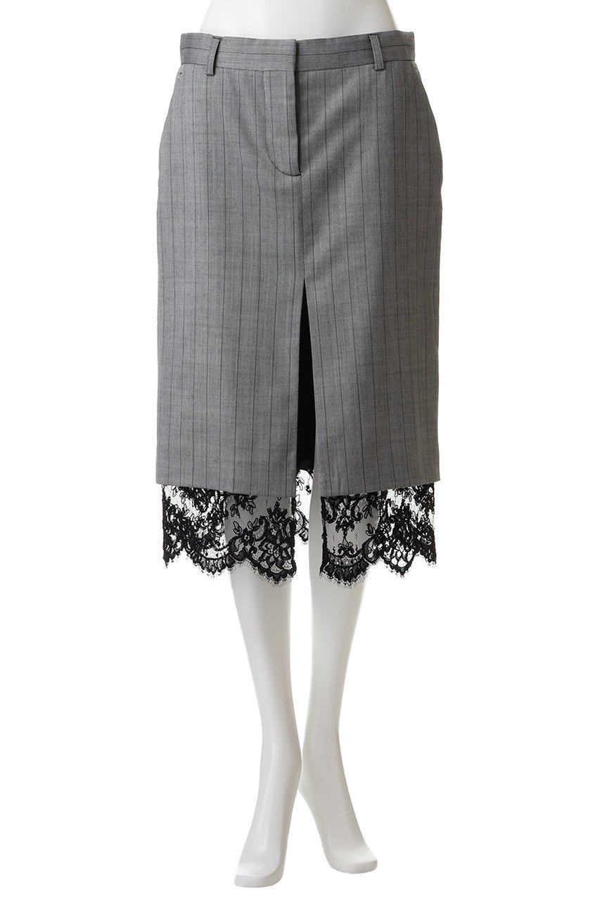 【ステラ マッカートニー/STELLA McCARTNEY】のレースヘムテーラードスカート 人気、トレンドファッション・服の通販 founy(ファニー) 　ファッション　Fashion　レディースファッション　Fashion for Women　スカート　Skirts　エレガント 上品　Elegant　ストライプ　Stripe, Striped Pattern　フェミニン　Feminine, Girly　ヘムライン　Hemline, Bottom Cut　レース　Lace, Lace Fabric　A/W・秋冬　Autumn/Winter　other-2|ID: prp329100004696720 ipo3291000000035695336