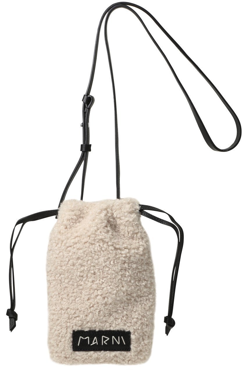 【マルニ/MARNI】のMARNI MENDING ムートン巾着スマホポシェット インテリア・キッズ・メンズ・レディースファッション・服の通販 founy(ファニー) 　ファッション　Fashion　レディースファッション　Fashion for Women　ユニセックス　Unisex, Genderless　おすすめ　Recommended / Our Picks　ギフト プレゼント　Gift / Present　ショルダー　Shoulder, Shoulder Strap　ボックス　Boxy, Box Shape　ポシェット　Pochette, Mini Bag　ムートン　Shearling, Mouton　リップ　Lip, Lip Motif　ロング　Long, Long-Length　巾着　Drawstring Bag, Kinchaku　新作・新入荷　New Arrivals / New In　旅行　Travel　A/W・秋冬　Autumn/Winter　シルクホワイト|ID: prp329100004696732 ipo3291000000033917211