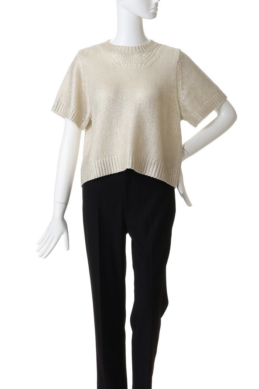 【ミズイロ インド/mizuiro ind】の箔プリントハーフスリーブプルオーバー 人気、トレンドファッション・服の通販 founy(ファニー) 　ファッション　Fashion　レディースファッション　Fashion for Women　トップス・カットソー　Cut & Sew Tops　ニット　Knit Tops & Sweaters　カジュアルプルオーバー・ニットトップス　Pullovers & Knit Tops / Casual Pullovers　アクリル　Acrylic Material　クロップド　Cropped, Short Length　シアー　Sheer, See-Through　スリーブ　Sleeve, Long Sleeve / Short Sleeve　ハーフ　Half, Half-Length　プリント　Print, Printed Pattern　other-2|ID: prp329100004696738 ipo3291000000035586397