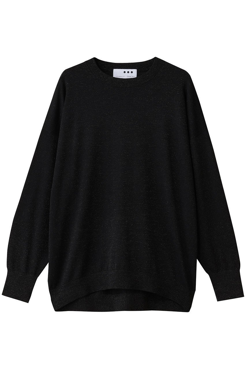 【スリー ドッツ/three dots】の【ラメニット】リュクスセーター ルーズプルオーバー インテリア・キッズ・メンズ・レディースファッション・服の通販 founy(ファニー) 　ファッション　Fashion　レディースファッション　Fashion for Women　トップス・カットソー　Cut & Sew Tops　ニット　Knit Tops & Sweaters　カジュアルプルオーバー・ニットトップス　Pullovers & Knit Tops / Casual Pullovers　シンプル　Simple, Minimal　ボトム　Bottoms, Lower Wear　ロング　Long, Long-Length　エレガント 上品　Elegant　冬　Winter / This Winter　夏　Summer　秋　Autumn　ブラック|ID: prp329100004696777 ipo3291000000035841855