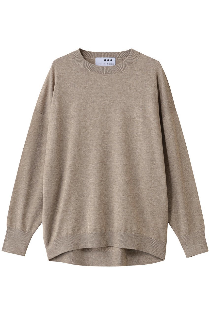 【スリー ドッツ/three dots】の【ラメニット】リュクスセーター ルーズプルオーバー インテリア・キッズ・メンズ・レディースファッション・服の通販 founy(ファニー) 　ファッション　Fashion　レディースファッション　Fashion for Women　トップス・カットソー　Cut & Sew Tops　ニット　Knit Tops & Sweaters　カジュアルプルオーバー・ニットトップス　Pullovers & Knit Tops / Casual Pullovers　シンプル　Simple, Minimal　ボトム　Bottoms, Lower Wear　ロング　Long, Long-Length　エレガント 上品　Elegant　冬　Winter / This Winter　夏　Summer　秋　Autumn　ベージュ|ID: prp329100004696777 ipo3291000000035841861