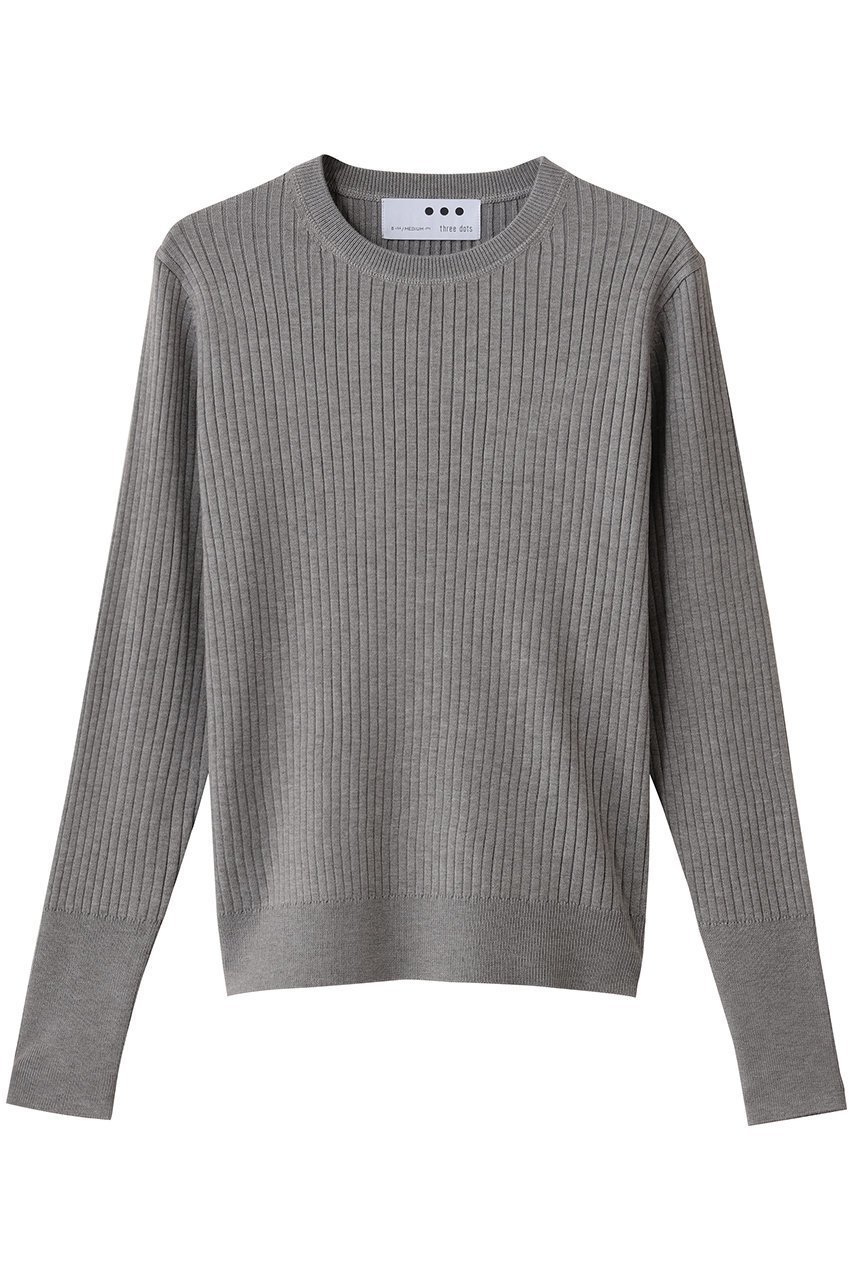 【スリー ドッツ/three dots】のリュクスセーター リブニットTEE インテリア・キッズ・メンズ・レディースファッション・服の通販 founy(ファニー) 　ファッション　Fashion　レディースファッション　Fashion for Women　トップス・カットソー　Cut & Sew Tops　ニット　Knit Tops & Sweaters　カジュアルプルオーバー・ニットトップス　Pullovers & Knit Tops / Casual Pullovers　トレンド　Trend, Trending Now　バランス　Balance, Style Balance　リブニット　Rib Knit, Ribbed Knit　定番　Standard, Basic Item　新作・新入荷　New Arrivals / New In　秋　Autumn　グレー|ID: prp329100004696778 ipo3291000000033917543